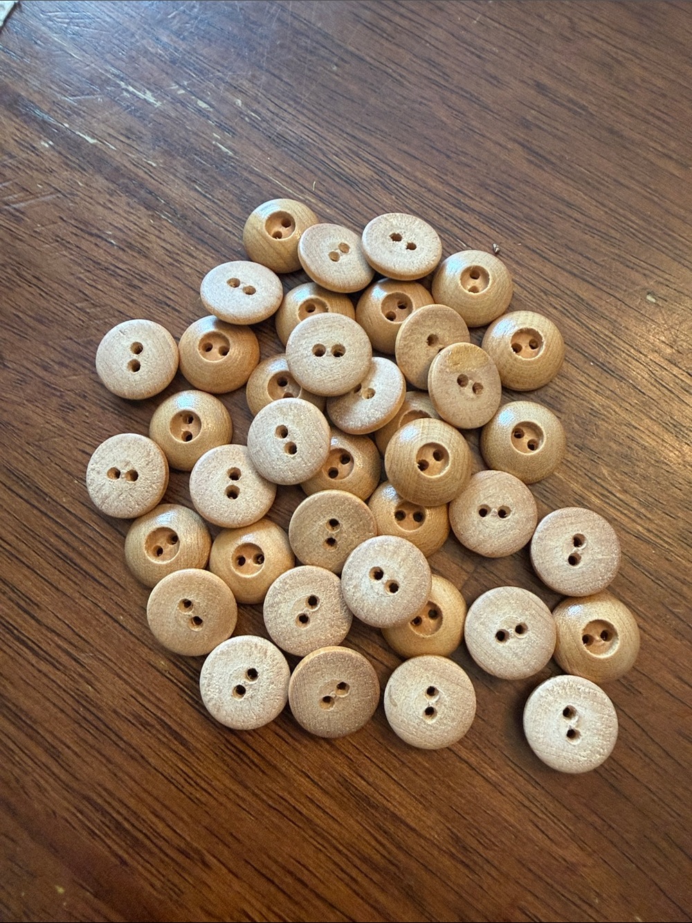 Natural Wooden Sewing Buttons - Pack of Mixed Round Buttons